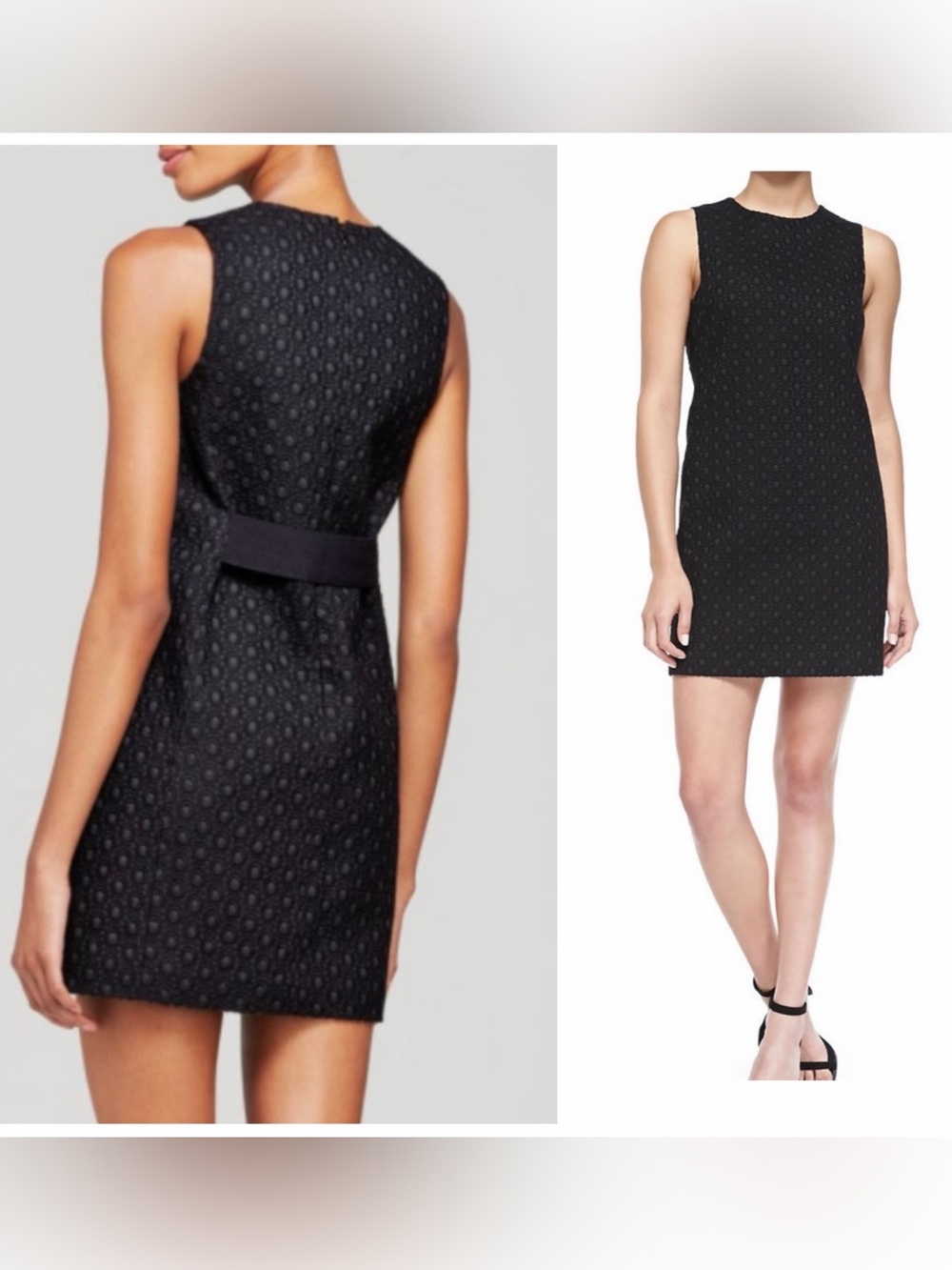 Theory Gwideen Bond Eyelet Shift Dress in Black sz 6